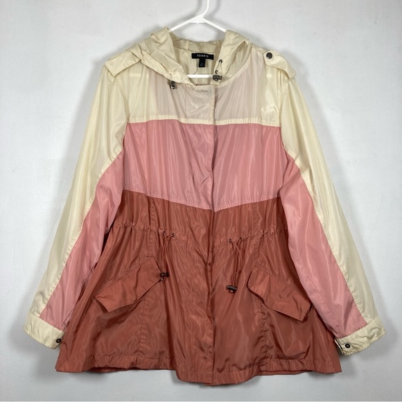 Torrid Women's Pink/Cream Utility Jacket Size 2 Waterproof Rain - Picture 3 of 16